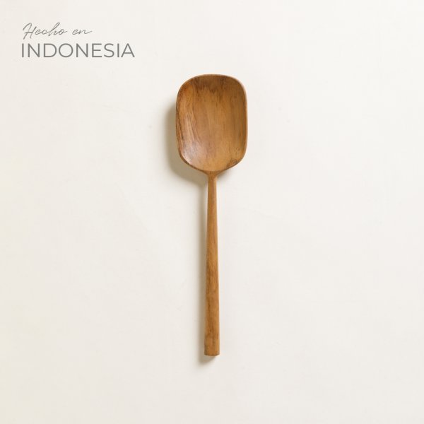 [4111309] Espátula Ovalada De Madera De Teca 25 Cm