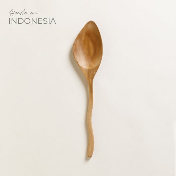 Espatula Ondulada De Madera De Teca 31 Cm