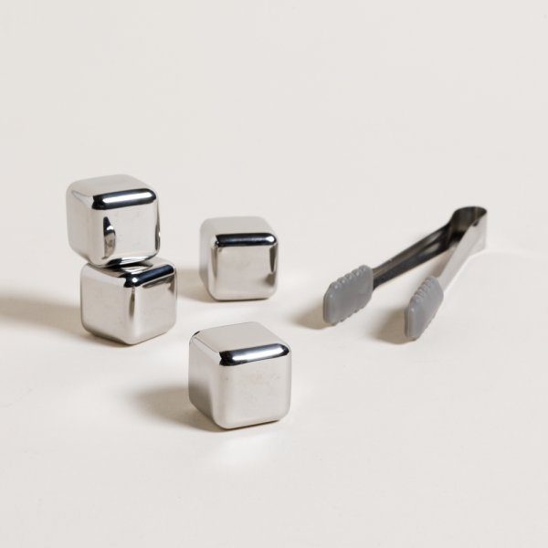 Set X 4 Hielos Reutilizables Acero + Pinza