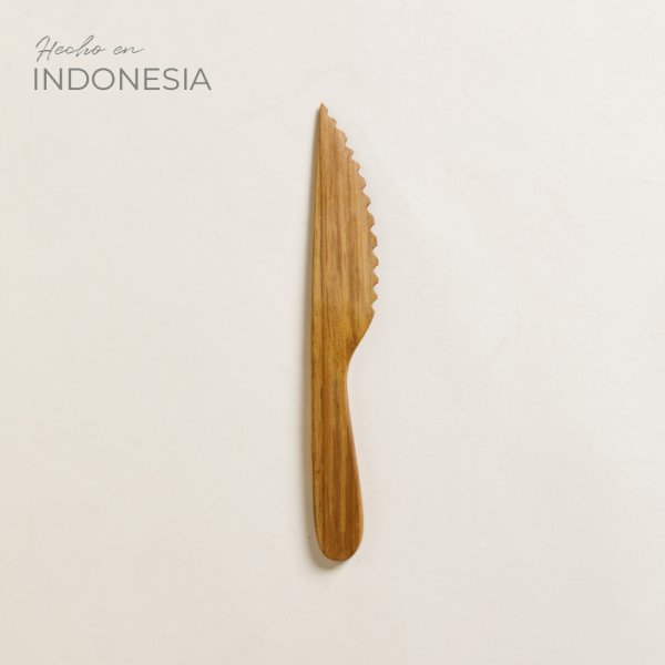 [4111430] Cuchillo De Madera De Teca 19 Cm