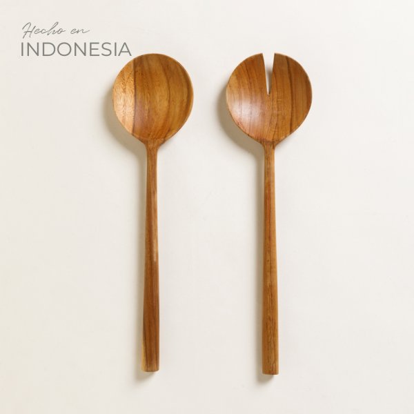 [4111434] Set De Cubiertos Para Ensalada De Madera De Teca 30 Cm