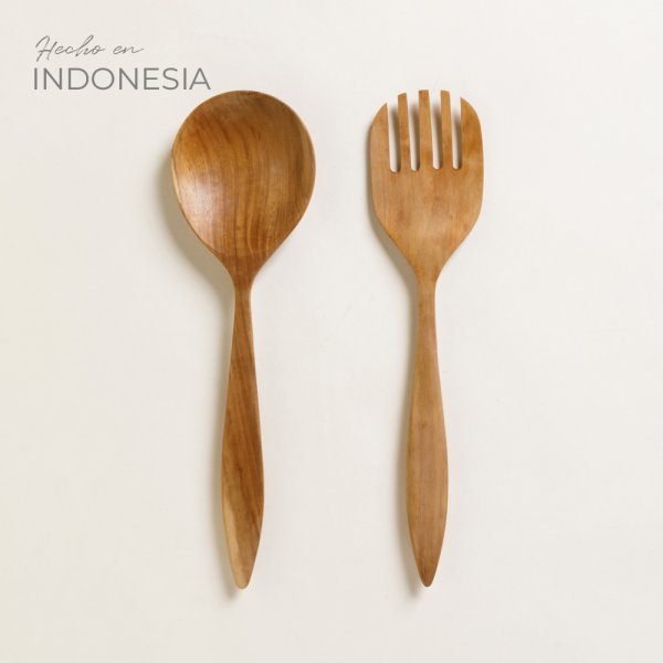 [4111436] Set De Cubiertos Para Ensalada De Madera De Teca 2