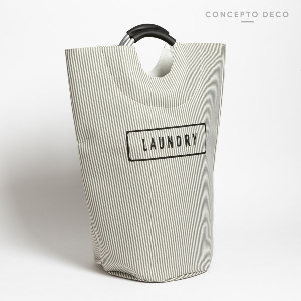 [1651207] Cesto Laundry Rayas Finas Gris 56X28Cm
