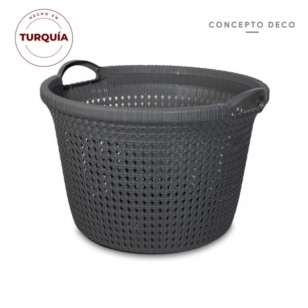 Cesto Gris Laun Redondo Plast  31Cm 25Cm Diam
