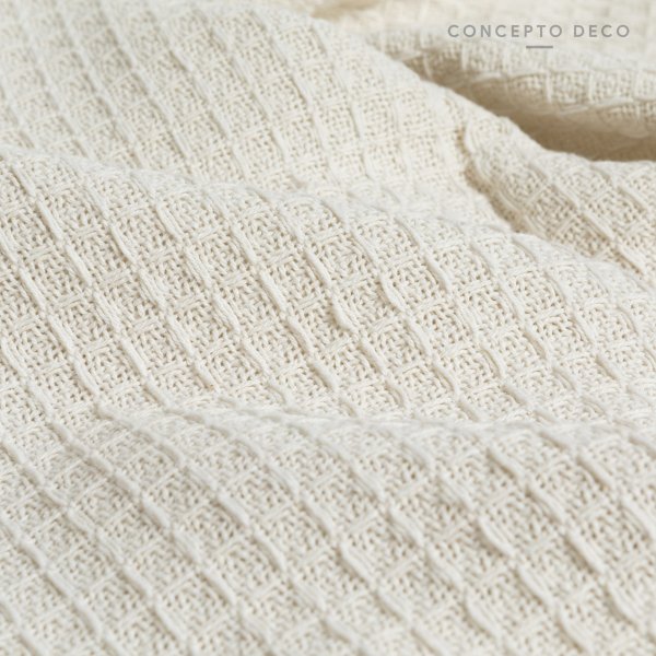 [1651215] Manta Sofá India Ballerina Waffle Algodon Blanco 125X150Cm