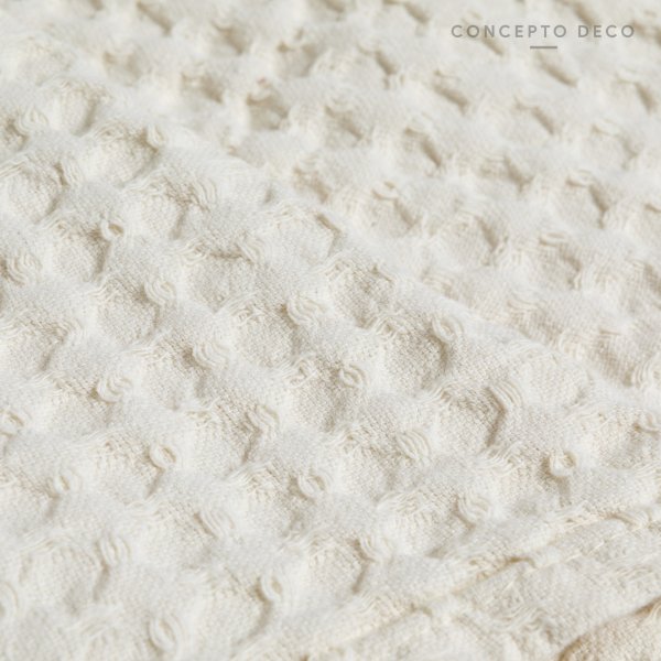 [1651217] Manta Sofá India Nubra Waffle Algodon Blanco 125X150Cm
