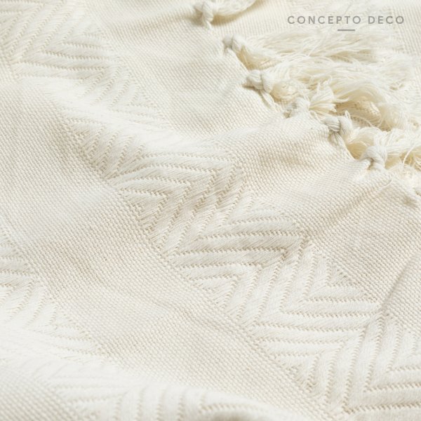 [1651219] Manta Sofá India Jaipur Waffle Algodon Blanco 125X150Cm
