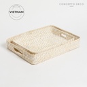 Bandeja Rattan Blanco Rectangular L 35 X 46 X 7Cm