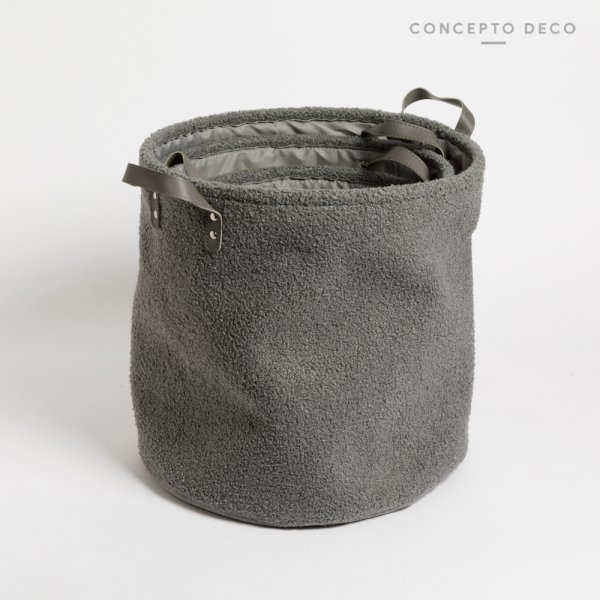 Canasto Boucle Gris Cilindro L 38 X 38 cm