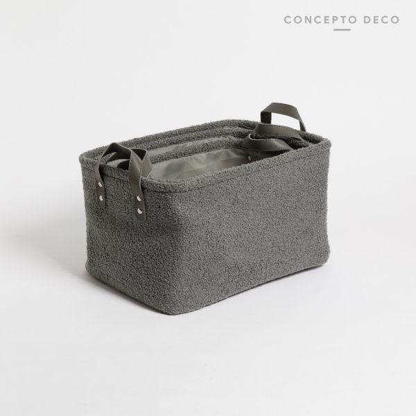 [165189L] Canasto Boucle Gris Rectangular 21 X 38 cm L