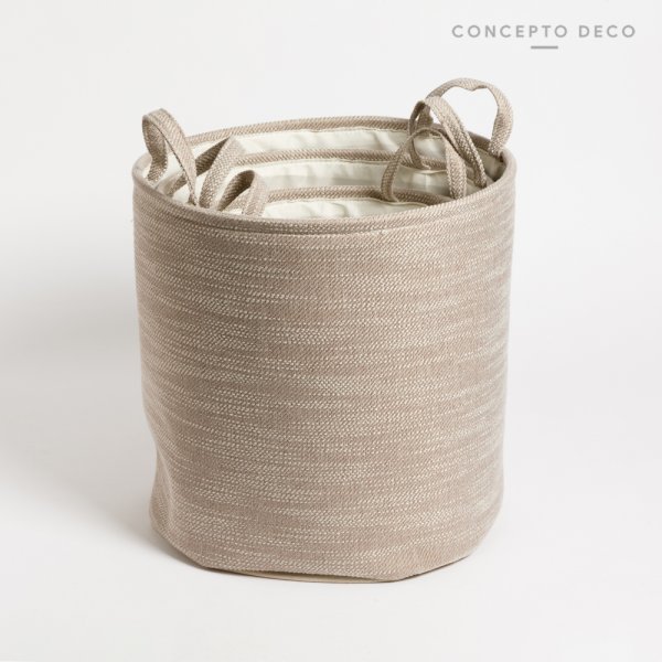 [165302M] Canasto Fabric Beige Cilindro M 35 X 34 cm