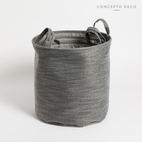 [165295L] Canasto Fabric Gris Cilindro L 38 X 38 cm