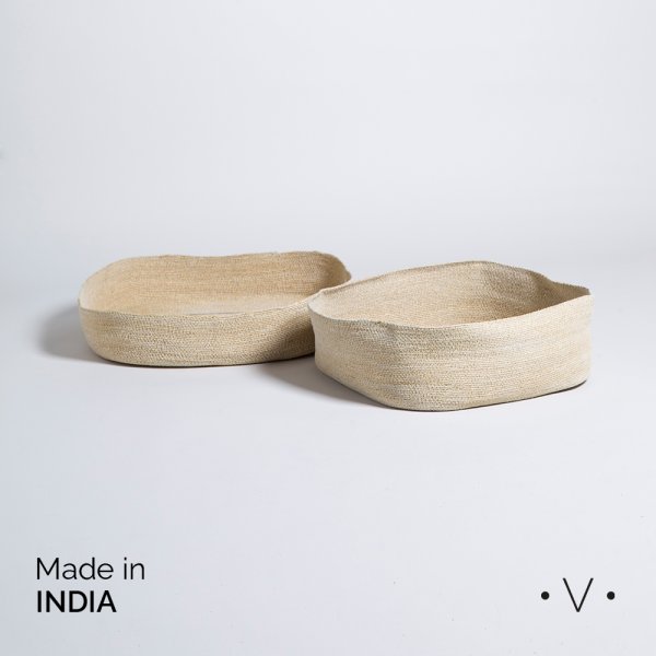 [4111276L] Canastos Bajos Cuadrados Kanpur Natural L 15X44 Cm Vassa Home