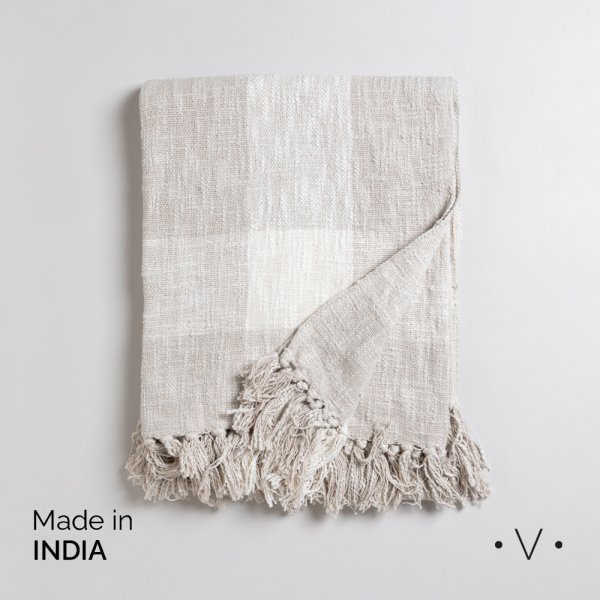 [4115081] Manta Striped Beige 140X178 Cm Vassa Home