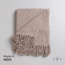 Manta Basket Weave Knit Beige 140X178 Cm Vassa Home