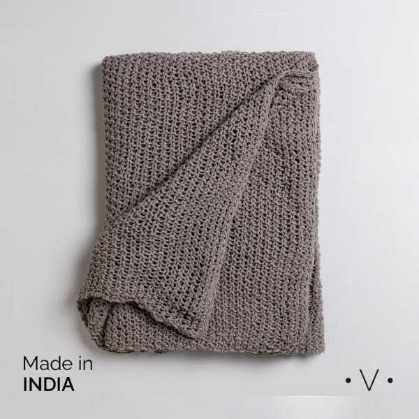 [4115091] Manta Double Moss Stitch Taupe 140X178 Cm Vassa Home