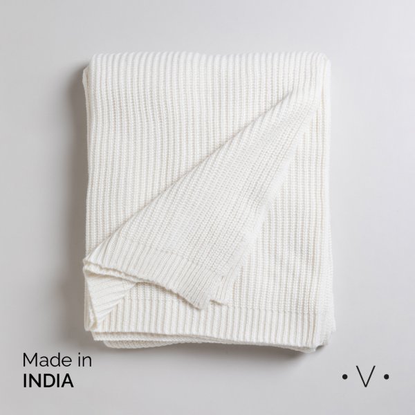 [4115098] Manta Seed Stitch Off White 140X178 Cm Vassa Home