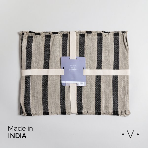 [4115213] Set X 6 Individuales Black 30X45 Vassa Home