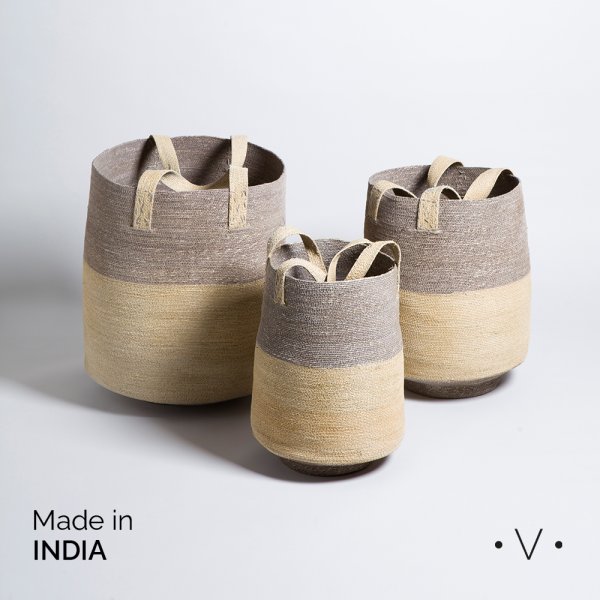 [4115161S] Canasto Cilindrico Kanpur Grey 44X30 cm Vassa Home