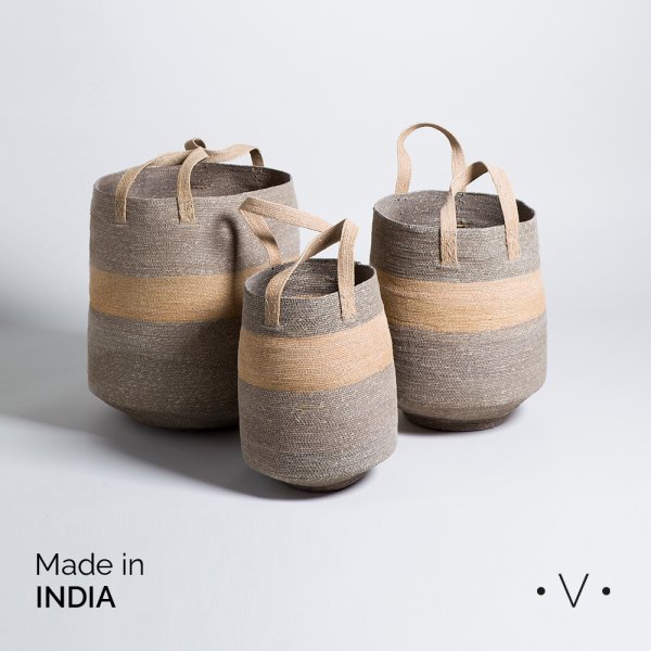 [4115160M] Canasto Recto Kanpur Grey 45X31  CM Vassa Home