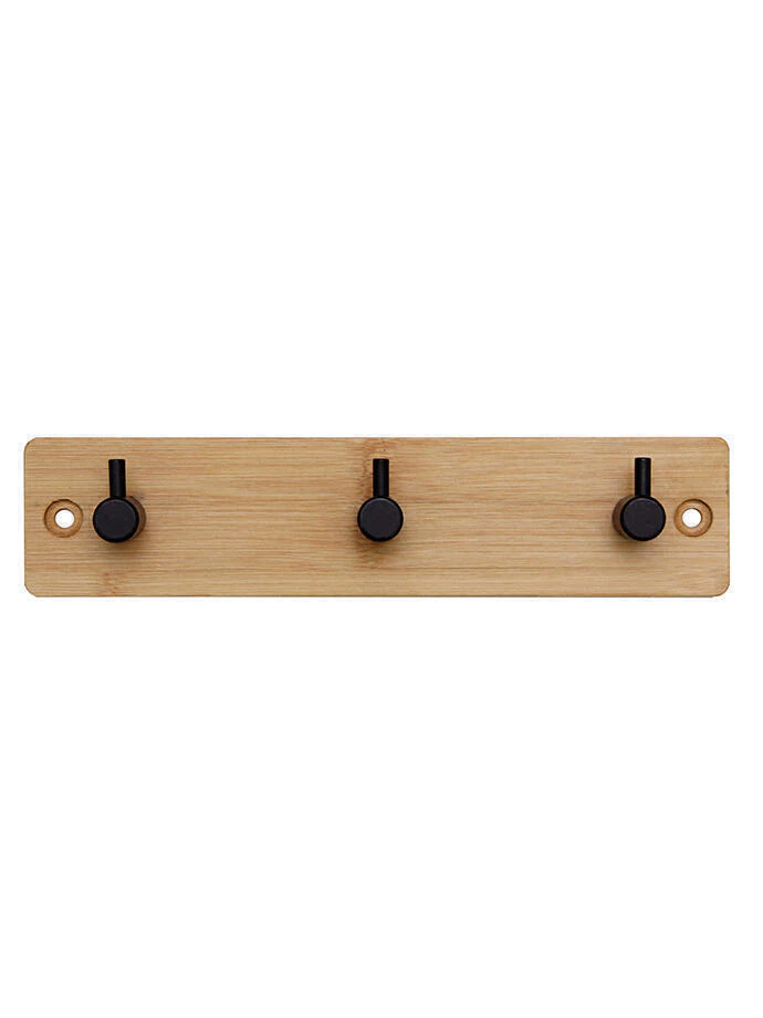 Perchero De Pared De Madera Con 3 Ganchos Finos De Metal Prm102