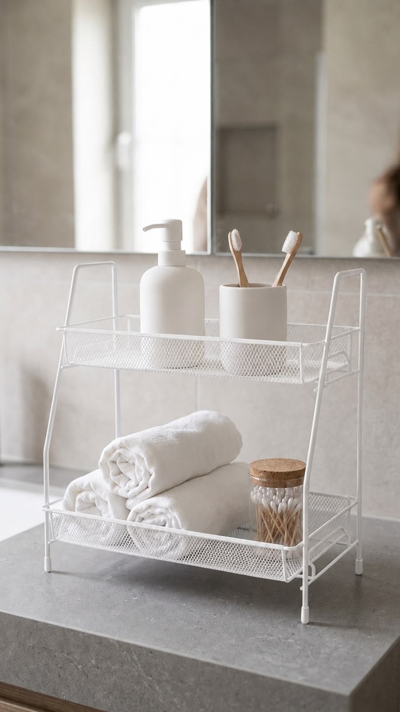 [140635] Organizador 2 Pisos 36X17X33Cm Blanco
