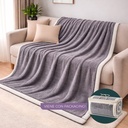 Manta 150 X 200 Cm Gris Con Ribetes Intercalados Y Borde Gris Claro