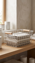 Canasto Organizador Metal Blanco Mango 29X21.5Cm - H: 12.5Cm