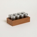 Set X 8 Especieros De Vidrio Con Base De Madera De Bamboo 22X11,5 Cm