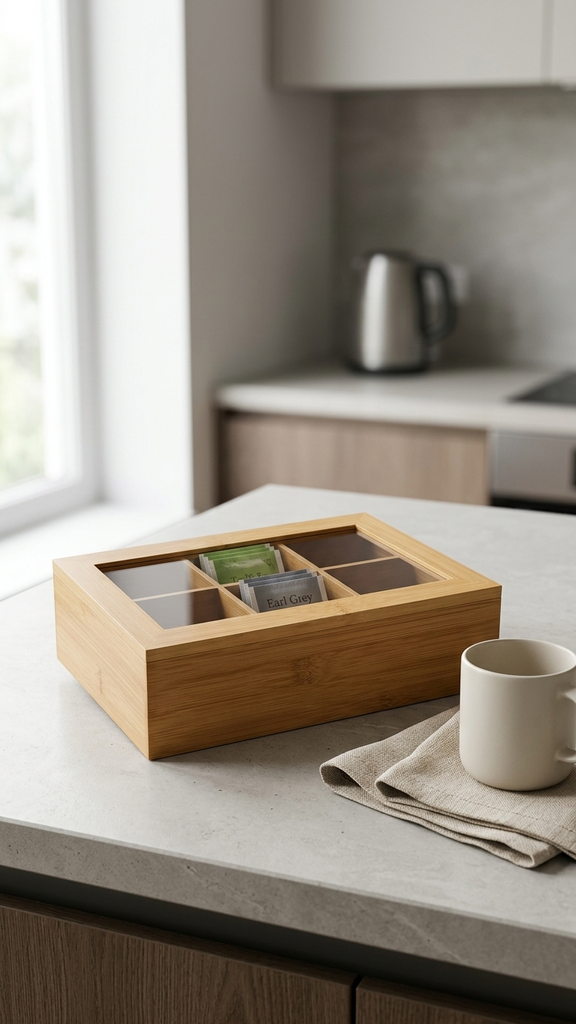 [256789] Caja De Té De Bamboo 6 Divisiones 24X16X7Cm