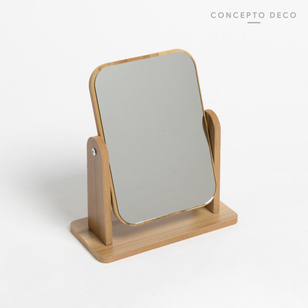 [165630] Espejo Pie Madera Cuadrado Chico 20X15Cm