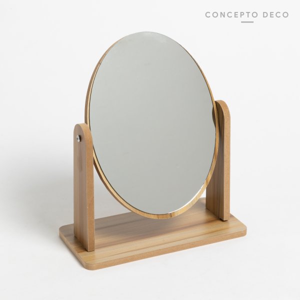 [165629] Espejo Pie Madera Oval Grande 24X18,5Cm
