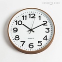 Reloj Pared Madera Oscuro Blanco 30Cm