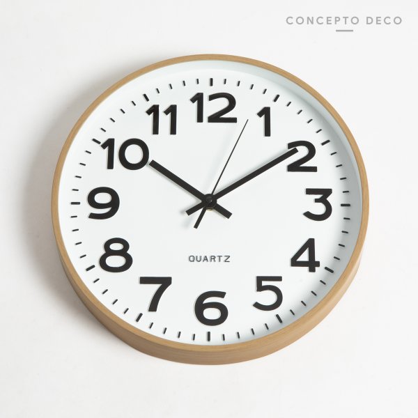 [165569] Reloj Pared Madera Blanco 30Cm
