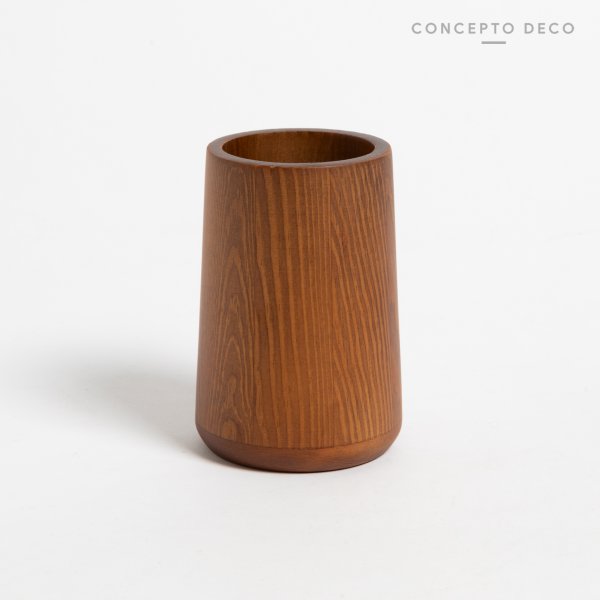[165610] Portacepillo Madera Teca Redondo 10,5X6,5Cm