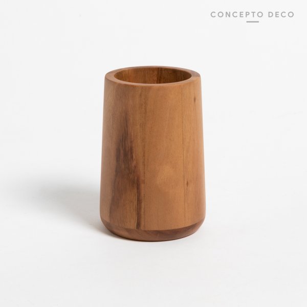 Portacepillo Madera De Mango Redondo 10,5X6,5Cm