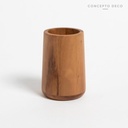 Portacepillo Madera De Mango Redondo 10,5X6,5Cm