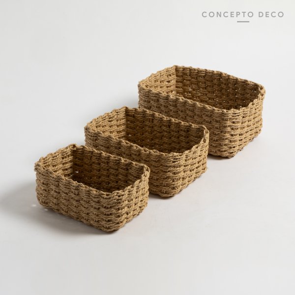 [165560] Cesto Organizador Setx3 Tostado 26X20X13Cm