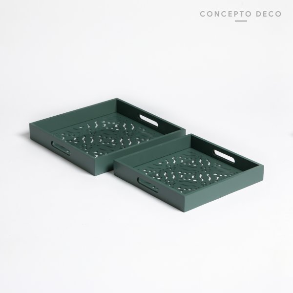 [165532] Bandeja Agra Set X2 G:30X30 C:26X26Cm Verde Oscuro