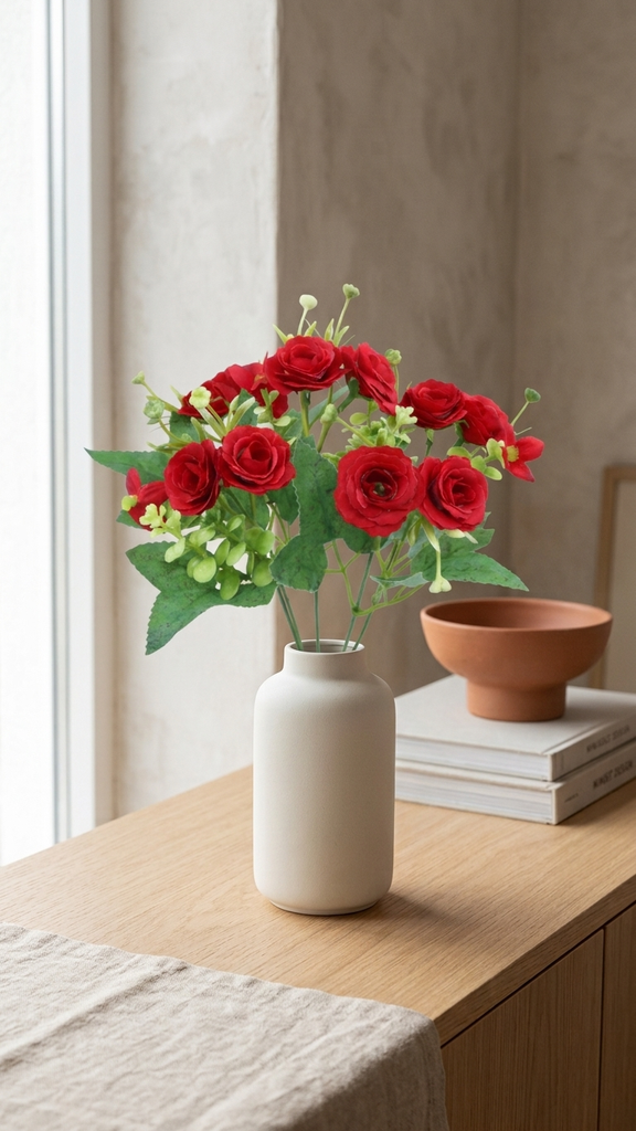 [413541] Mini Rose X 5 X  29 Cm. Red