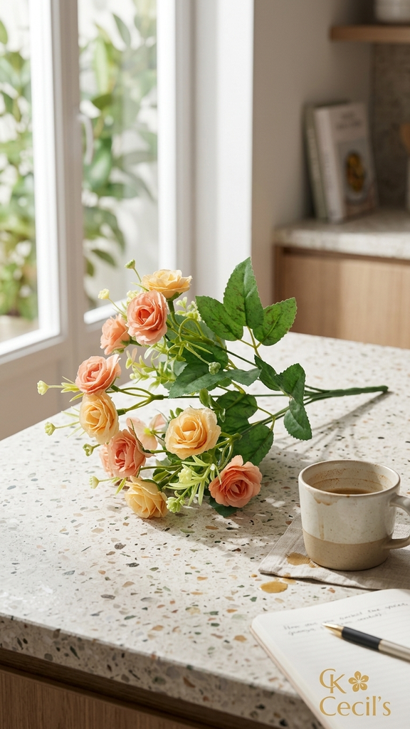 [413542] Mini Rose X 5 X  29 Cm. Salmon