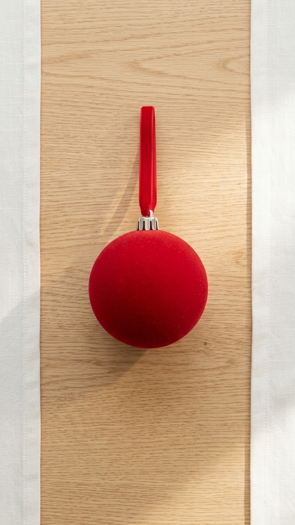 [277126] Set x 6 Esferas Navideñas Flocado Velour 8 cm – Rojo