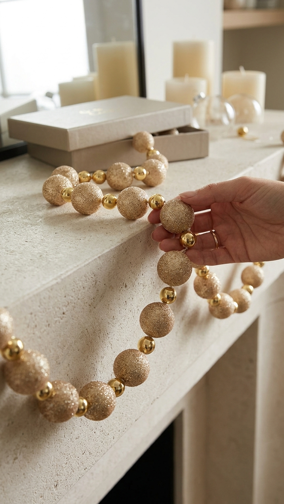 [277203] Guirnalda de Esferas Navideñas 2.14 m – Dorado