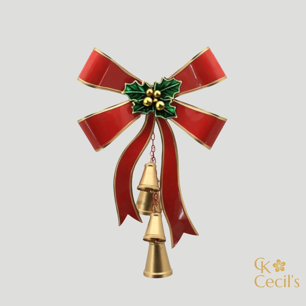 [277248] Moño Colgante con Campana de Metal 60 cm – Rojo / Dorado