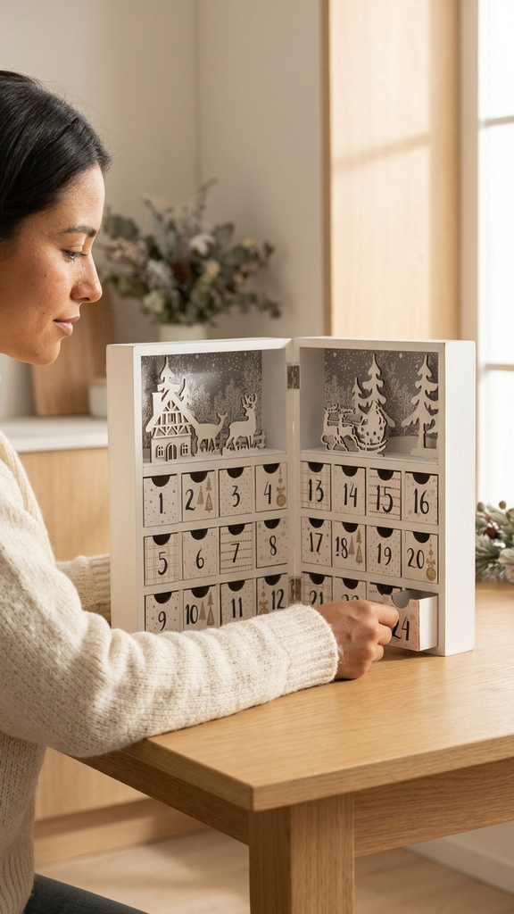 [277307] Libro Calendario de Adviento 60 cm – Blanco / Dorado