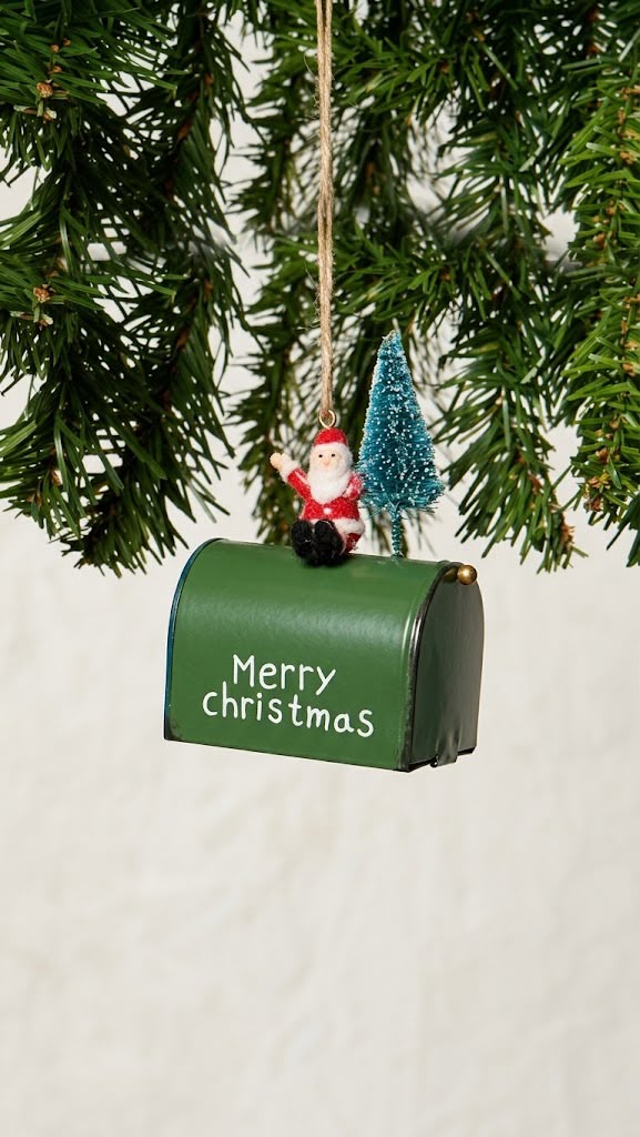 [277314] Colgante Papa Noel con Pino de Metal 11.5 cm – Verde