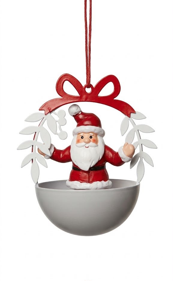 [277315] Colgante Papa Noel de Metal 11 cm – Blanco / Rojo