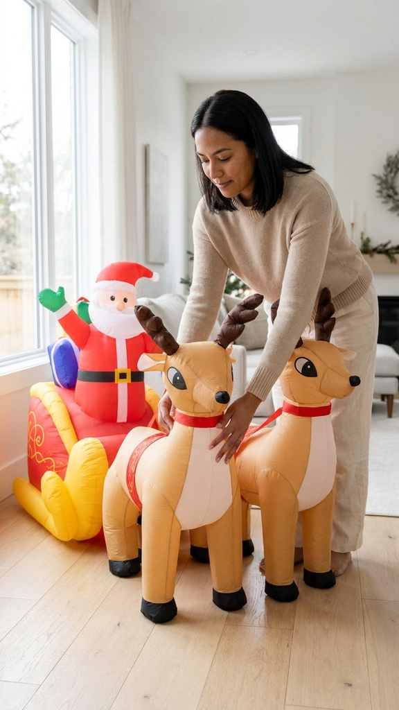 [277319] Trineo con Papá Noel Inflable con Luz 2.30 m