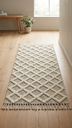 Alfombra 120 X 180 Cm Beige Con Rombos Natural Y Flecos