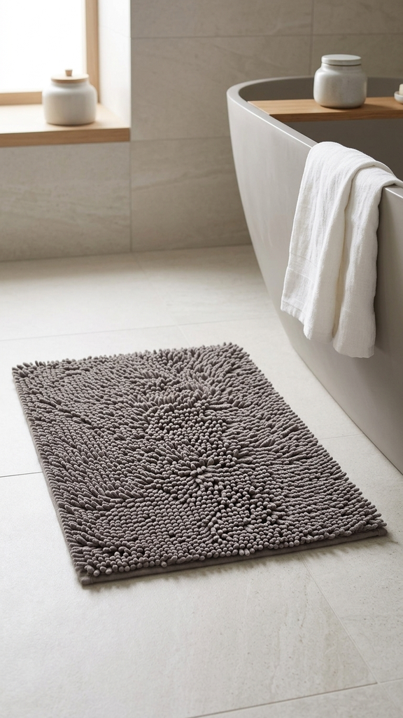 [380657] Alfombra Microfibra Pelo Largo 40 X 60 Cm Gris Claro